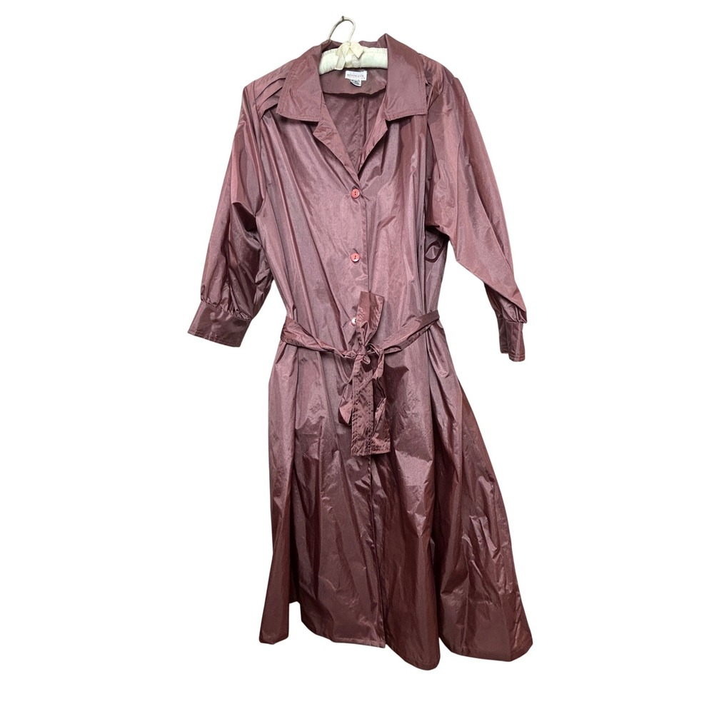 Roaman's Trench Coat Womens 20W Plus Size Rose Pink Metallic Belted Jacket Chic